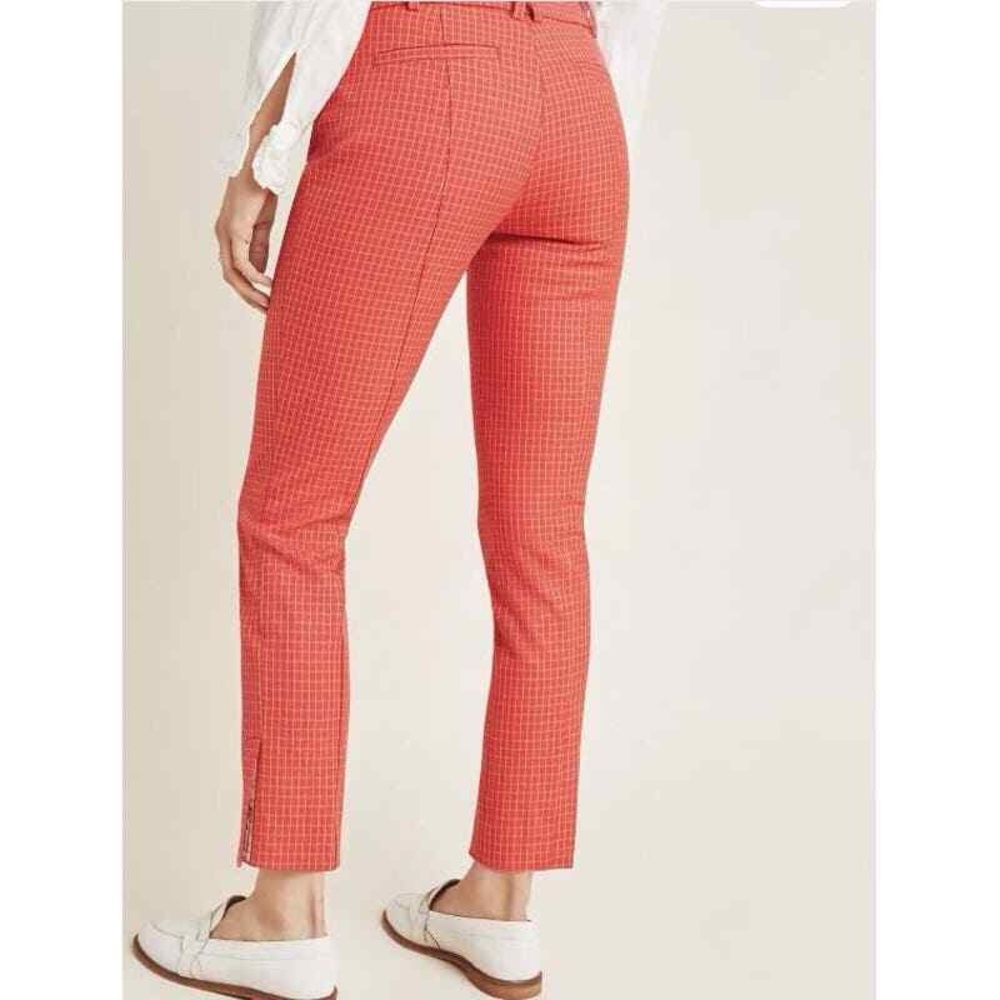 Anthropologie The Essential Slim plaid red pants women’s size 10 ankle - Picture 13 of 13